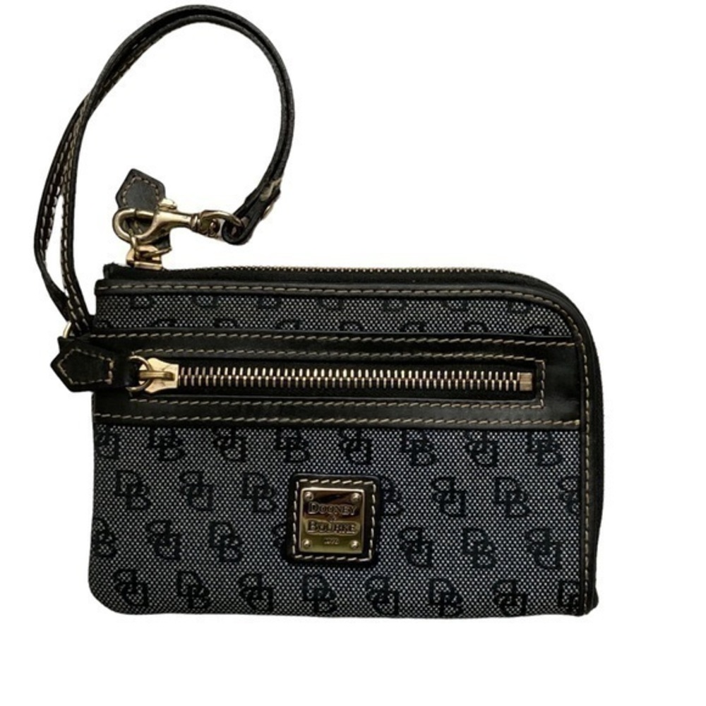 Dooney and Bourke signature black and gray db wristlet bag